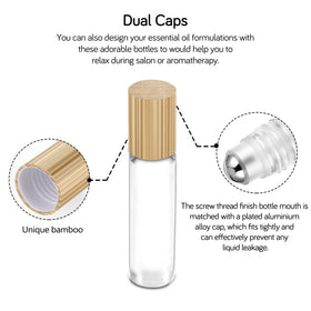 PrettyCare essential oil roller bottles set with labels and funnel