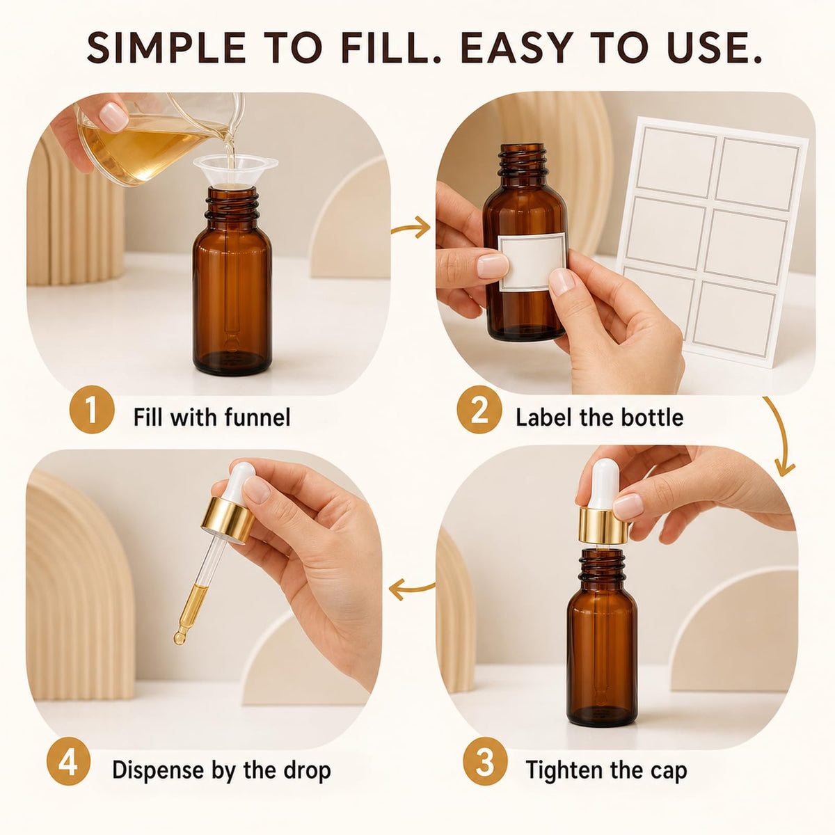 PrettyCare glass dropper bottle with essential oils