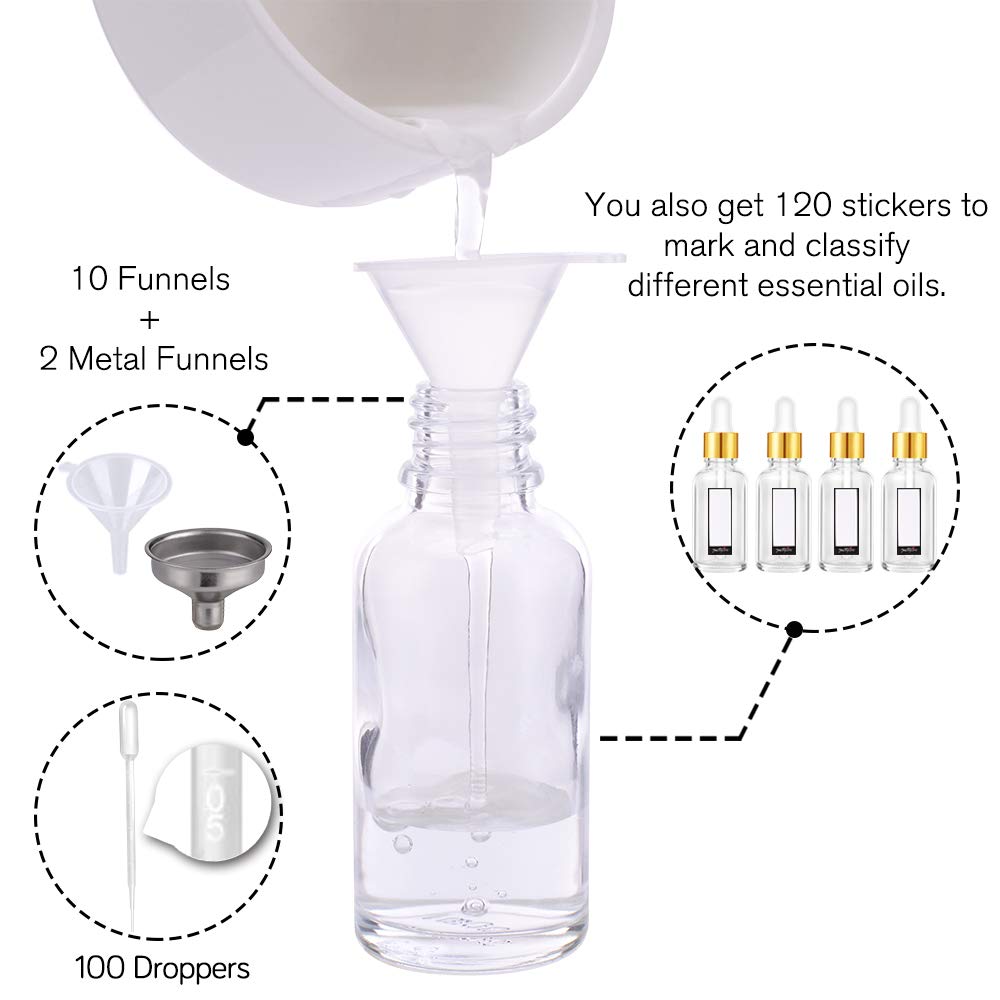 PrettyCare glass dropper bottles arranged neatly with labels