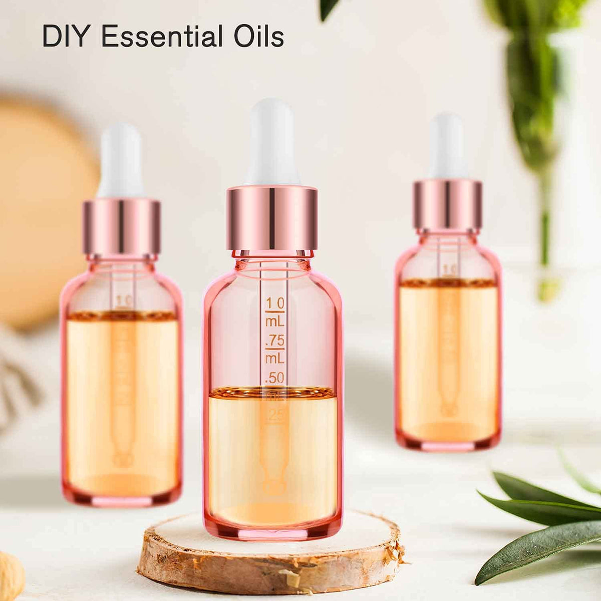 PrettyCare glass dropper bottles with labels and funnels included