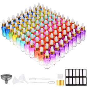 PrettyCare glass eye dropper bottles 99 pack with golden caps