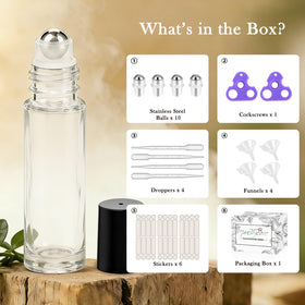 PrettyCare roller bottle with black cap and stainless steel roller ball