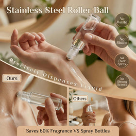 PrettyCare roller bottles in a travel bag