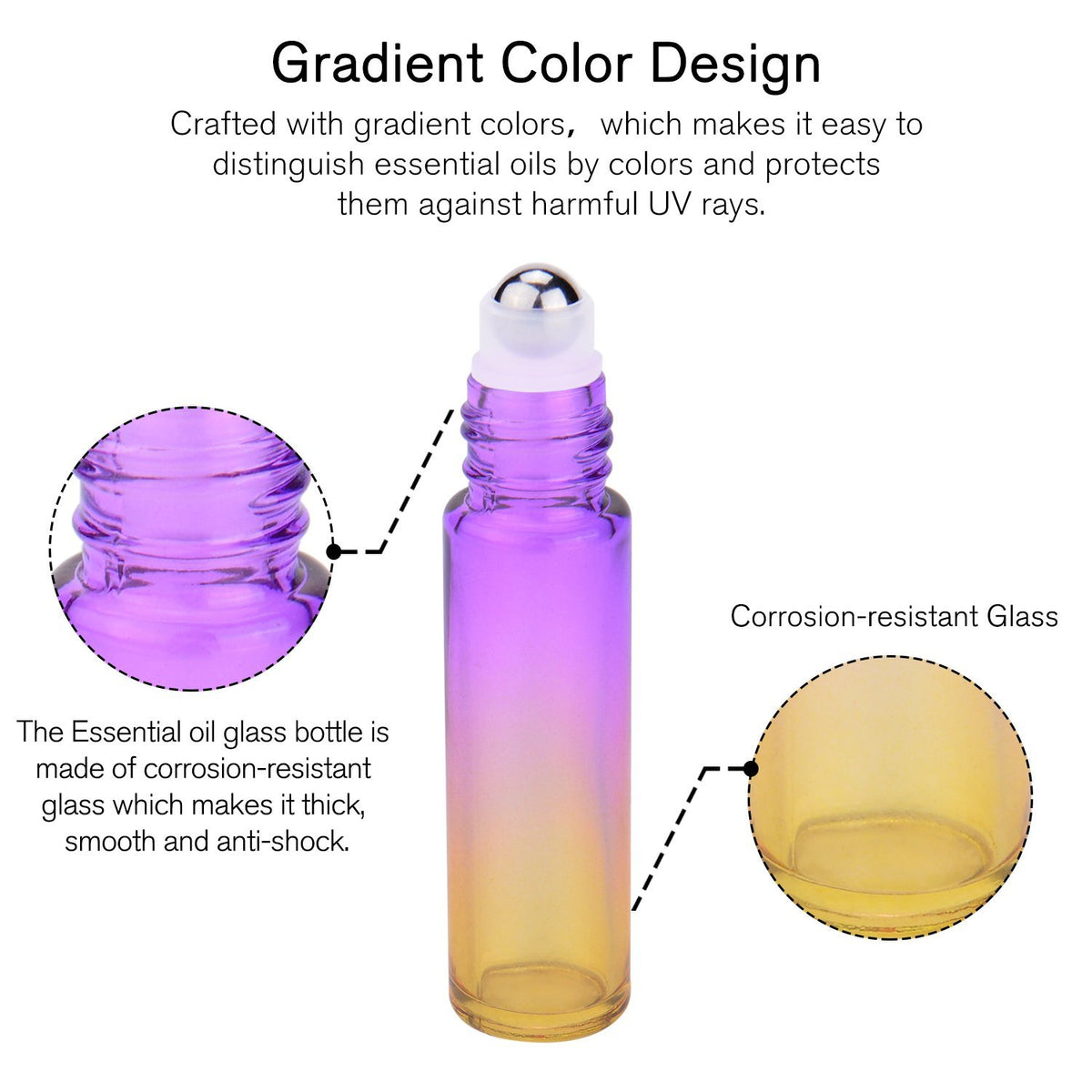 PrettyCare roller bottles with funnels and stickers included