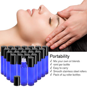 PrettyCare roller bottles with included funnels and droppers