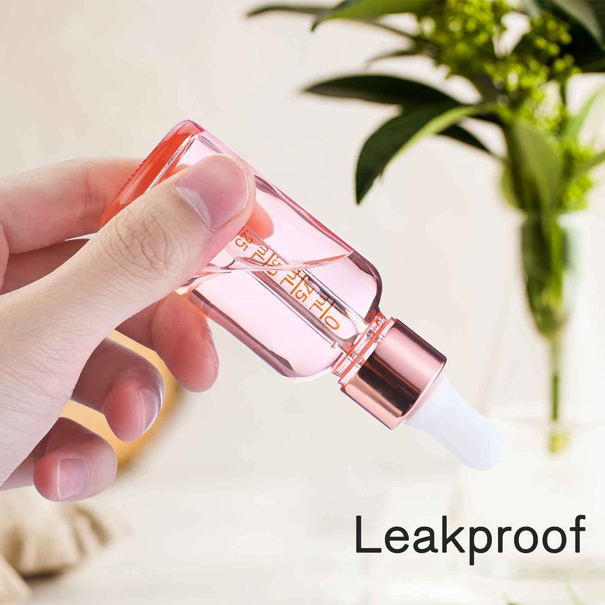 PrettyCare rose glass dropper bottle with leakproof cap