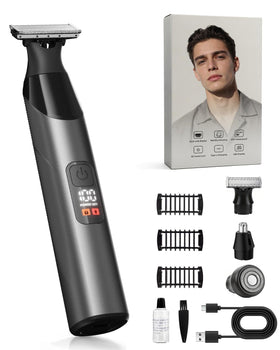 Prettywill Beard Trimmer front view with dual-sided blade