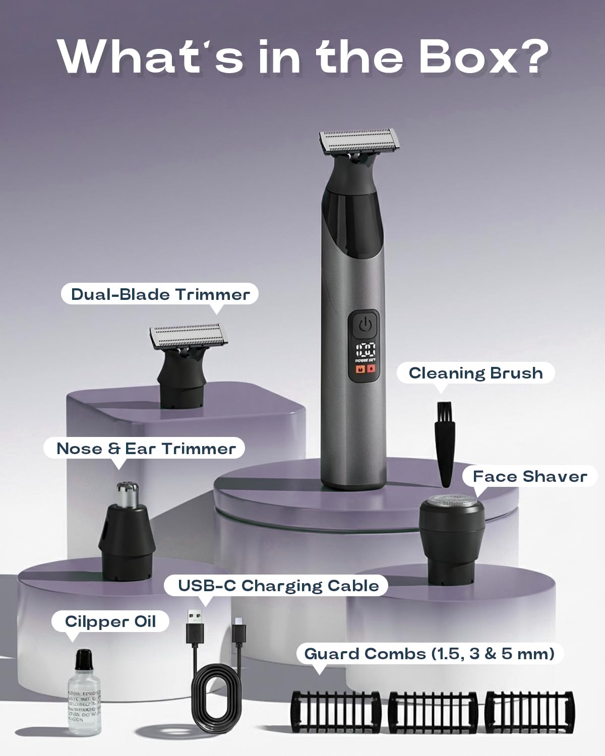 Prettywill Beard Trimmer with packaging on display