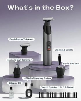 Prettywill Beard Trimmer with packaging on display