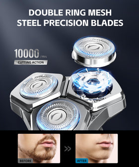 Prettywill Electric Razor showing magnetic floating blades