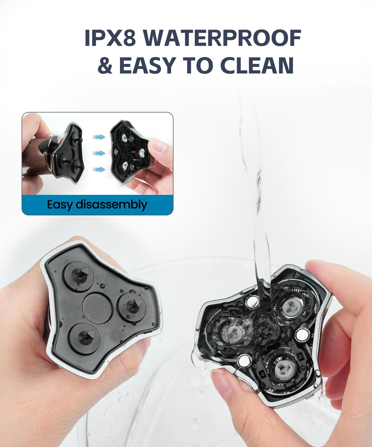 Prettywill Electric Razor side view with ergonomic grip