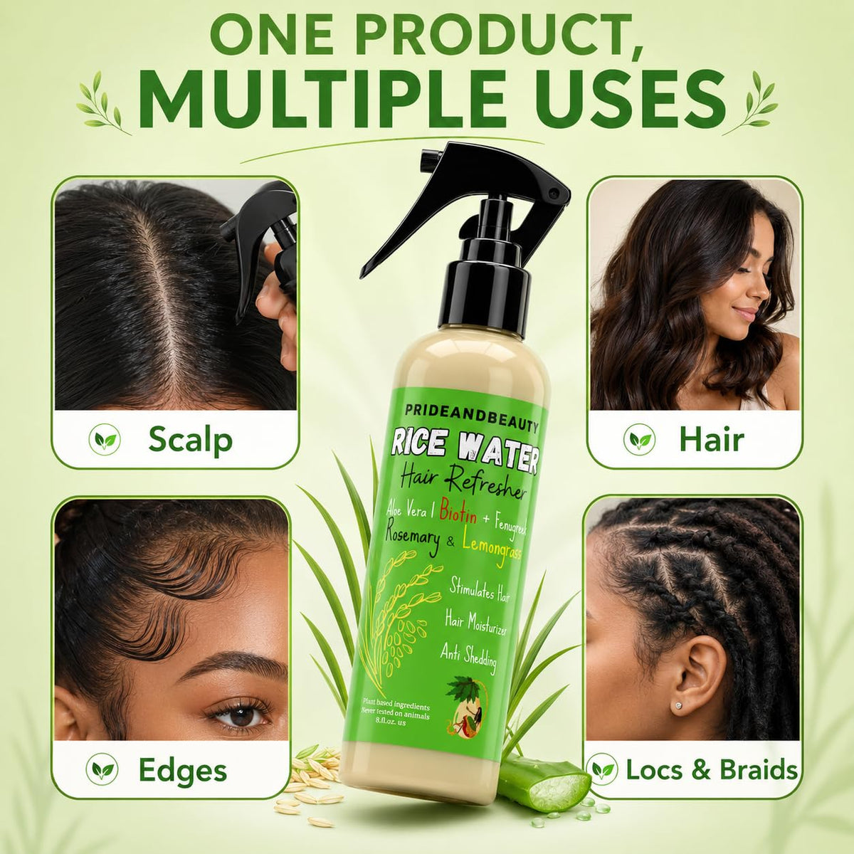 PRIDE AND BEAUTY Fermented Rice Water Hair Refresher close-up of nozzle