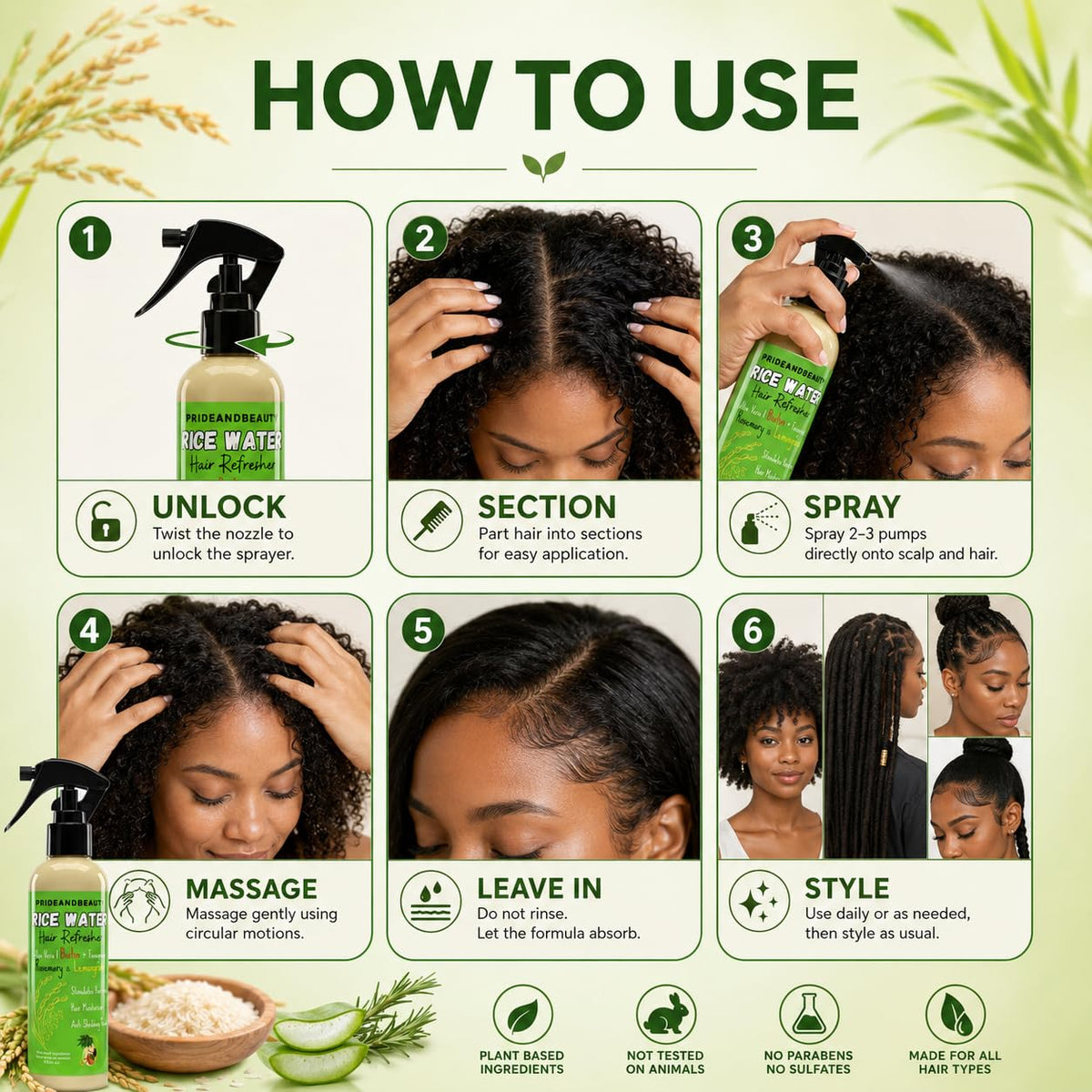 PRIDE AND BEAUTY Fermented Rice Water Hair Refresher lifestyle scene on vanity