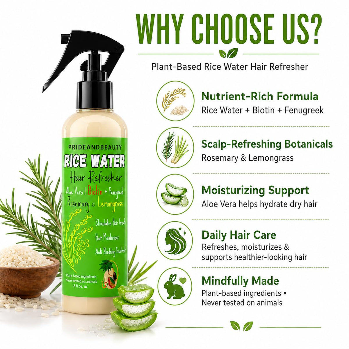 PRIDE AND BEAUTY Fermented Rice Water Hair Refresher misting application