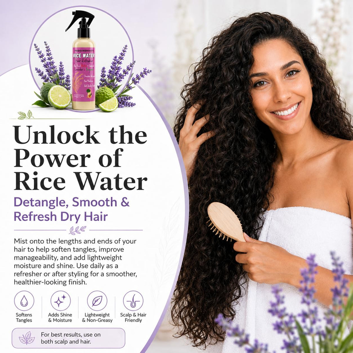 PRIDE AND BEAUTY HAIR Fermented Rice Water Spray 4oz back view