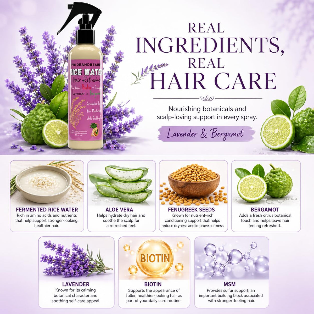 PRIDE AND BEAUTY HAIR Fermented Rice Water Spray 4oz lifestyle use