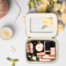 Prite Clear Makeup Bag dimensions displayed with ruler