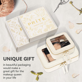 Prite Clear Makeup Bag Set displaying waterproof material feature
