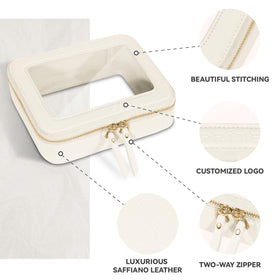 Prite Clear Makeup Bag Set side view highlighting metal zipper