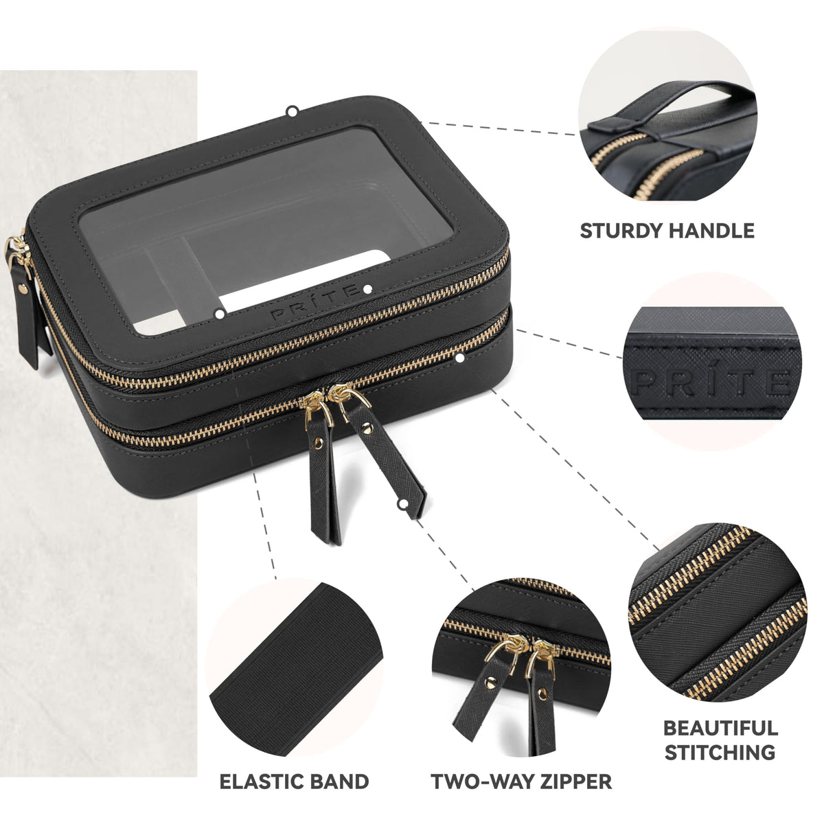 Prite Double Layer Clear Makeup Bag elegant packaging for gifting