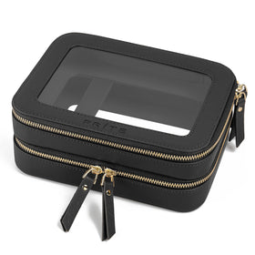 Prite Double Layer Clear Makeup Bag front view with transparent design