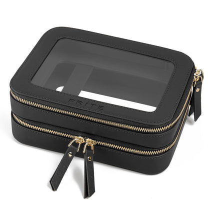 Prite Double Layer Clear Makeup Bag front view with transparent design