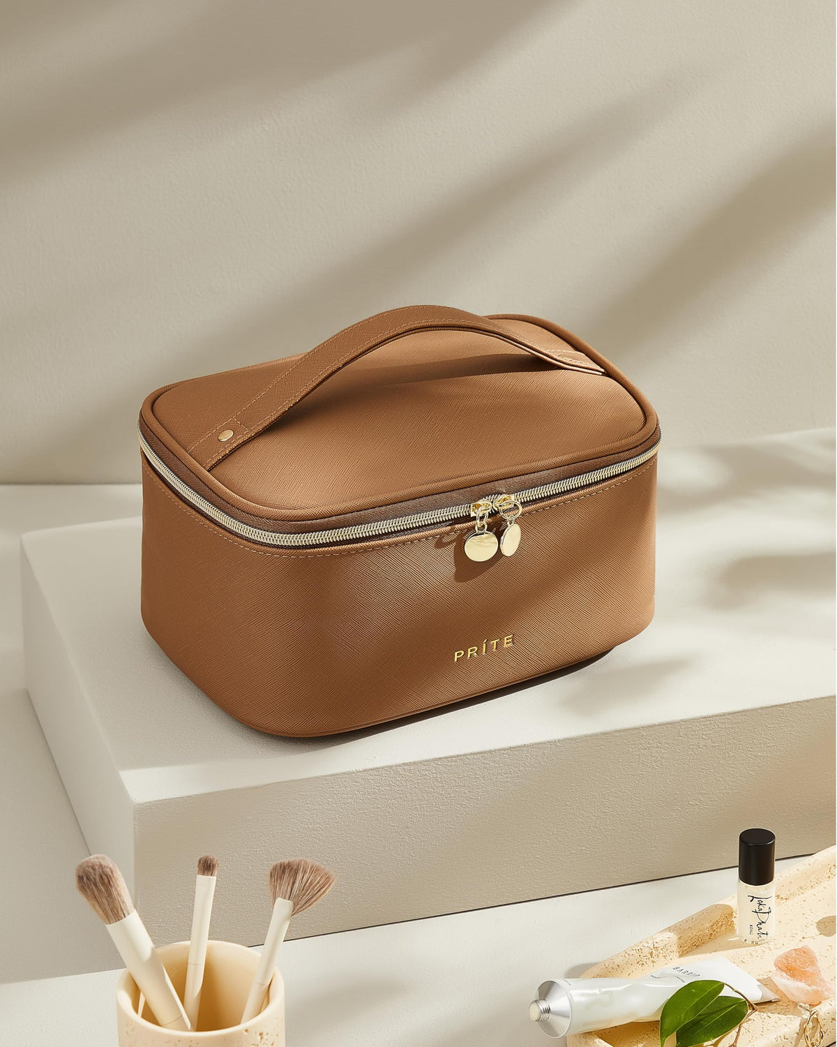 Prite Makeup Bag open showing spacious interior and compartments