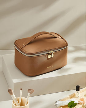 Prite Makeup Bag open showing spacious interior and compartments