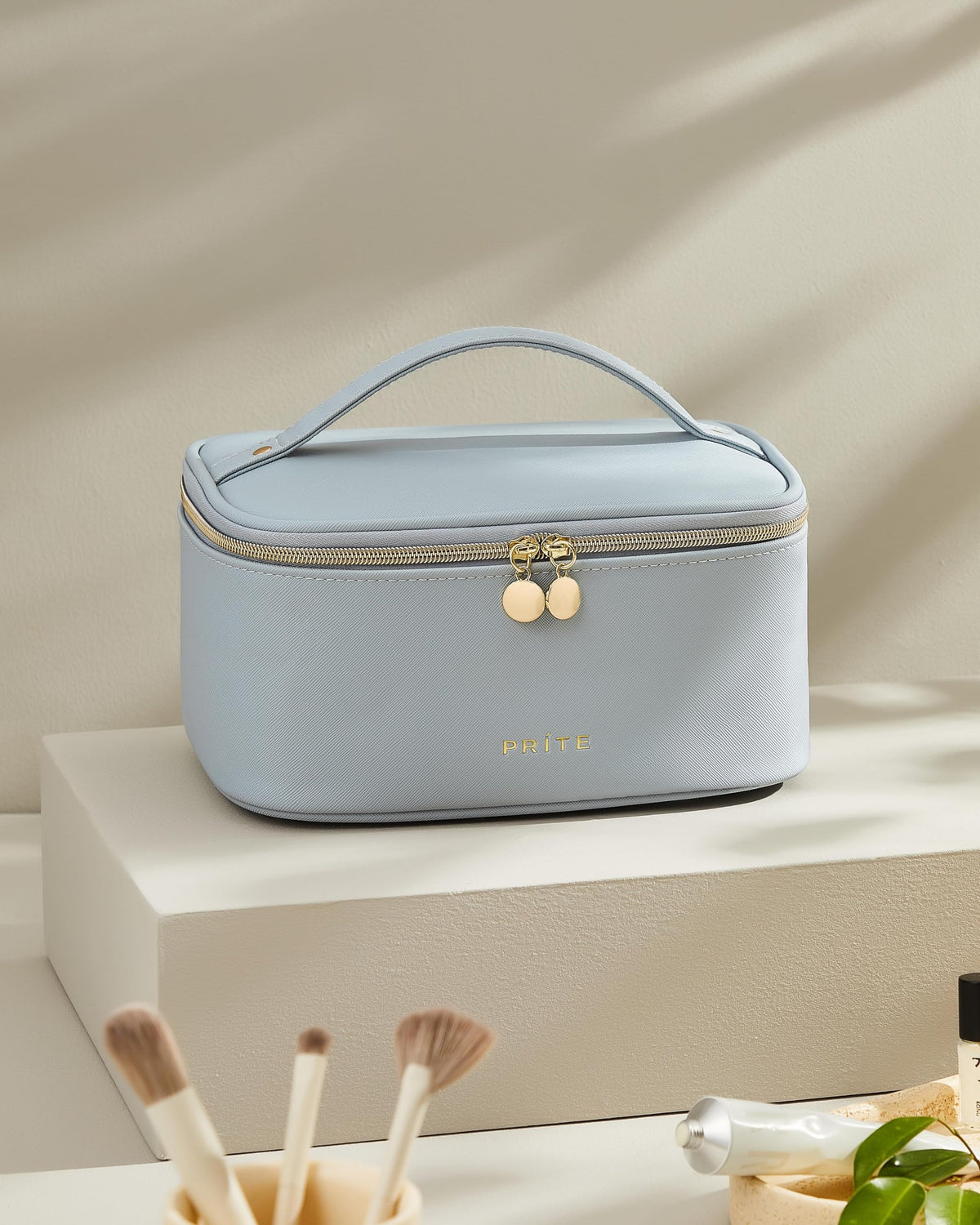 Prite Makeup Bag open showing spacious interior and compartments