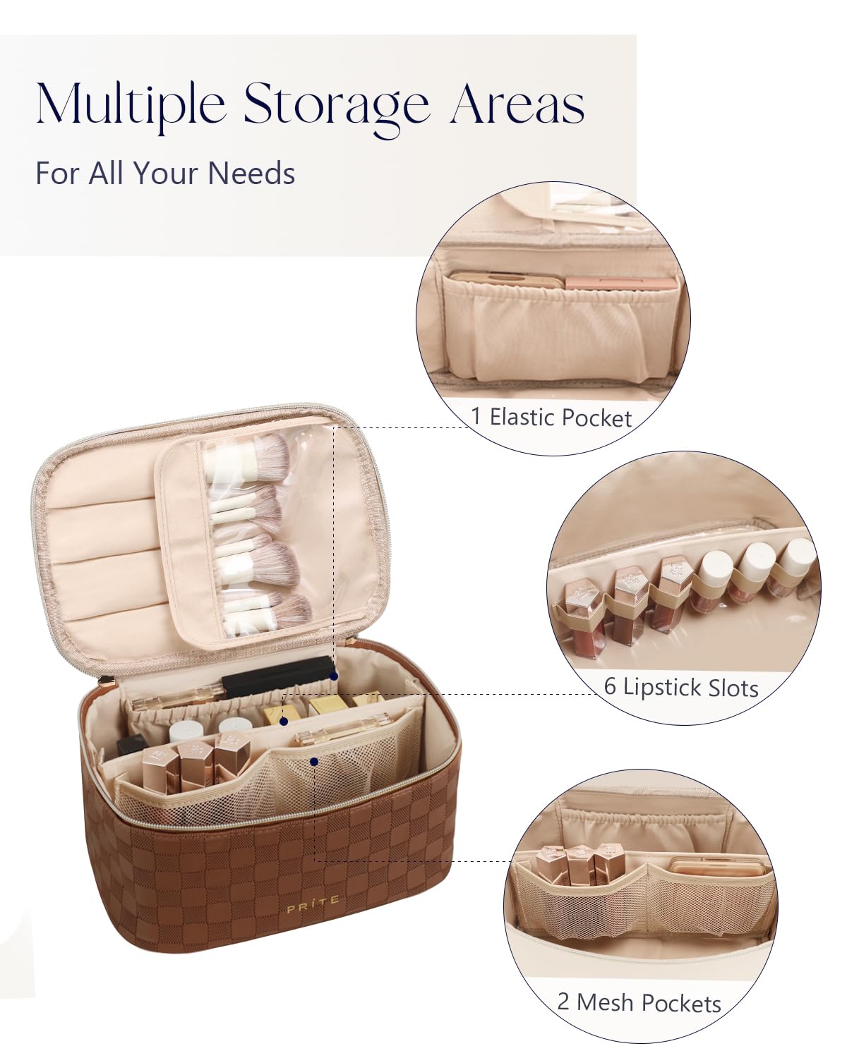 Prite Makeup Bag open showing spacious interior and compartments