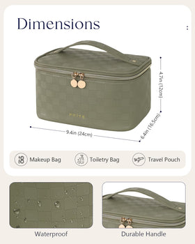 Prite Makeup Bag open with adjustable dividers