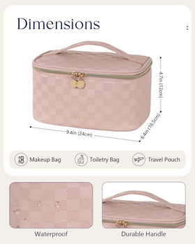 Prite Makeup Bag open with adjustable Velcro dividers