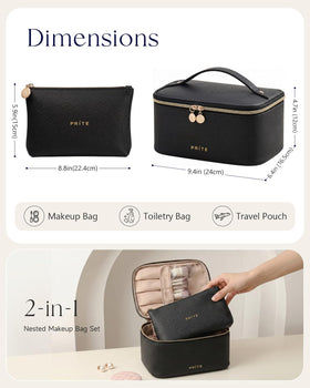Prite Makeup Bag showing spacious interior with compartments