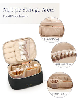 Prite Makeup Bag with adjustable dividers displayed