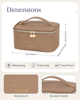 Prite Makeup Bag with adjustable dividers displayed