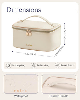 Prite Makeup Bag with adjustable dividers displayed