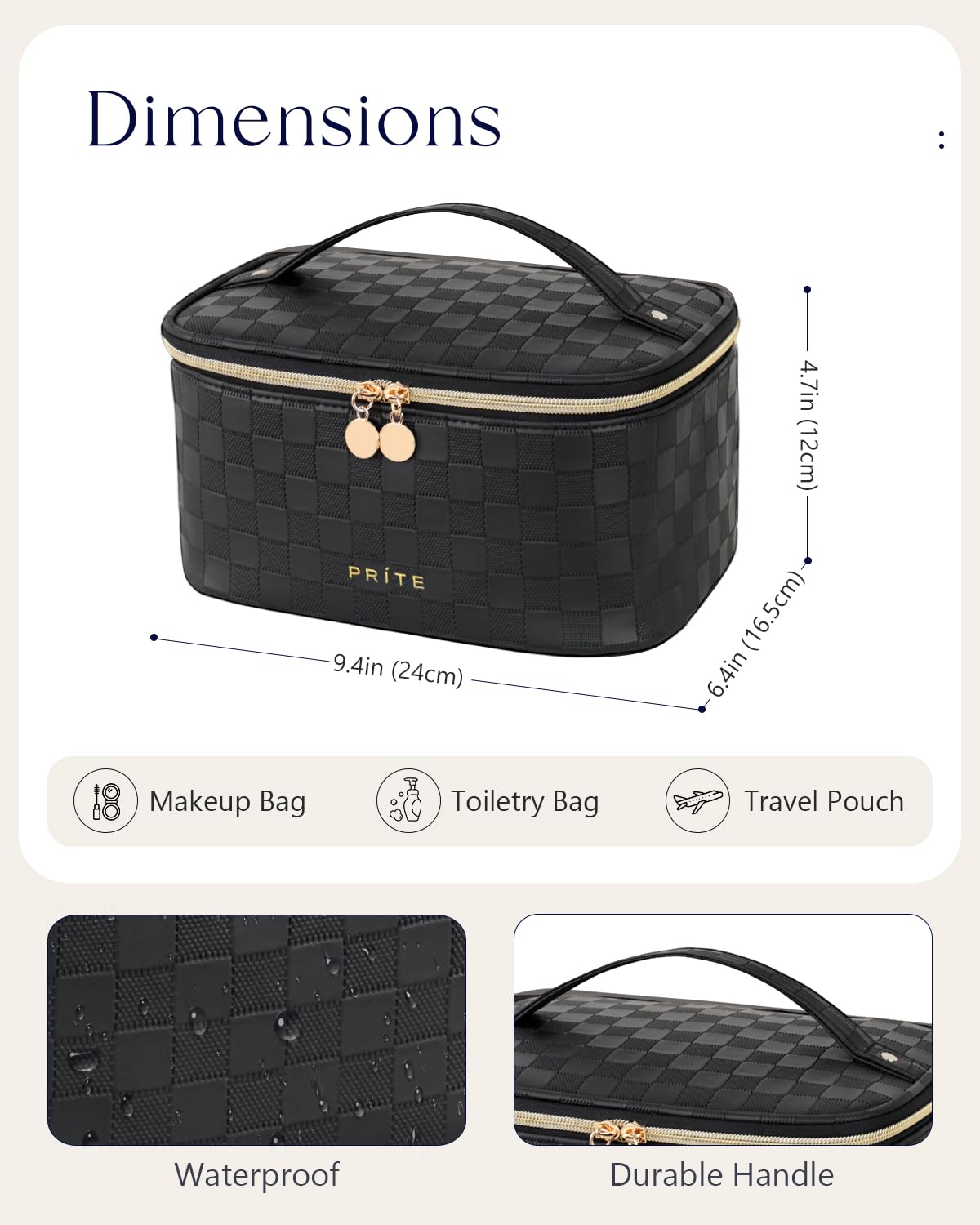 Prite Makeup Bag with brushes and lipsticks organized inside
