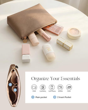 Prite Makeup Bag with open top displaying organized brushes and lipsticks