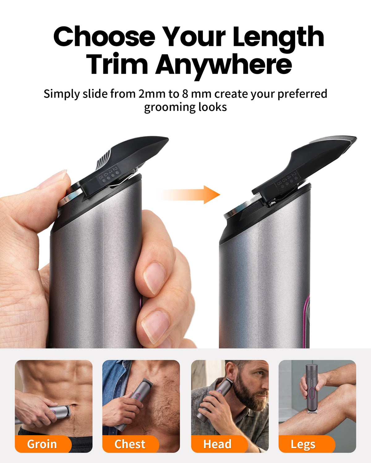 PRITECH Body Hair Trimmer adjustable guide comb with length settings