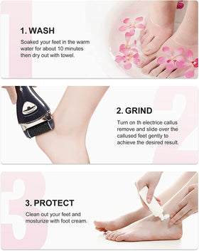 PRITECH Electric Foot Callus Remover with water running over it