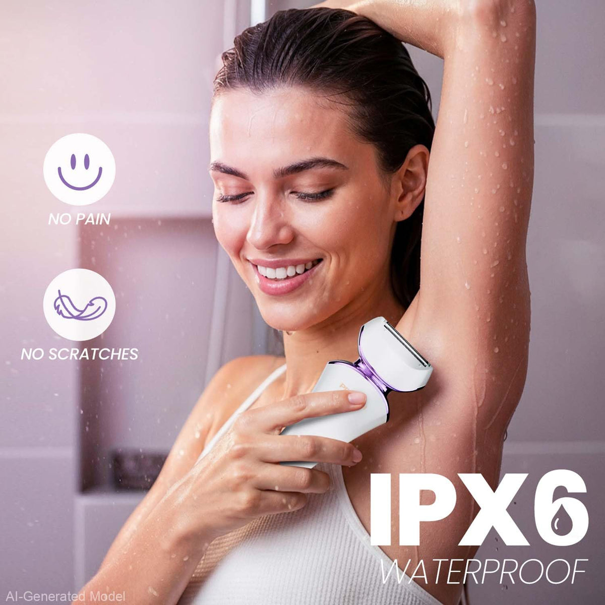 PRITECH Electric Razor for Women in use during shower