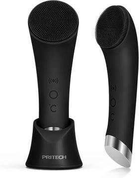 PRITECH Facial Cleansing Brush front view with silicone bristles