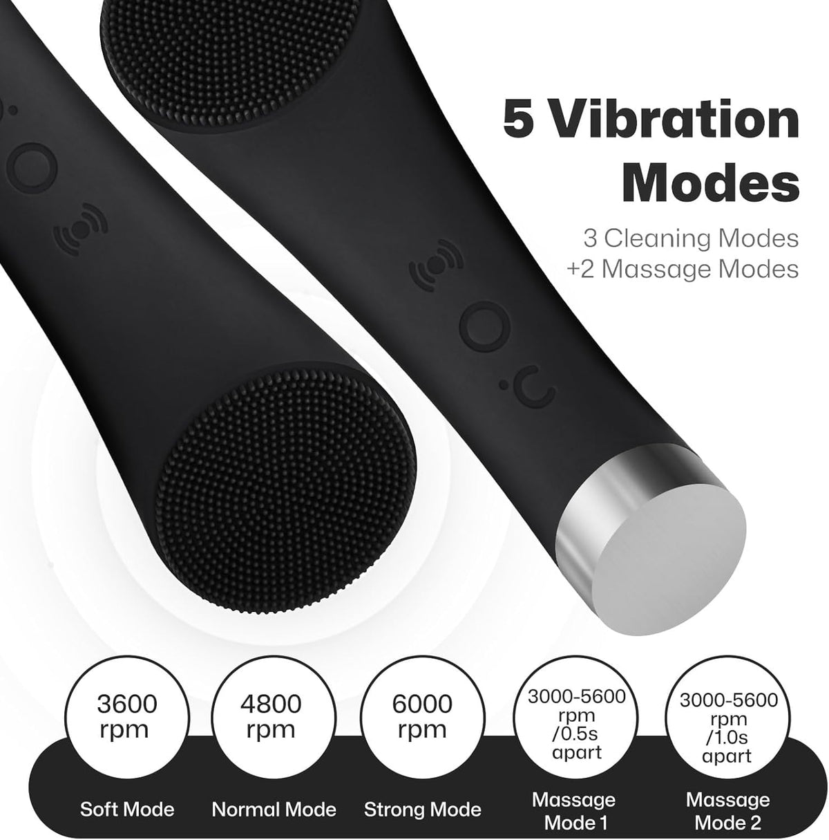 PRITECH Facial Cleansing Brush side view showing USB charging port