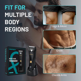 PRITECH Manscape Body Hair Trimmer in a bathroom setting