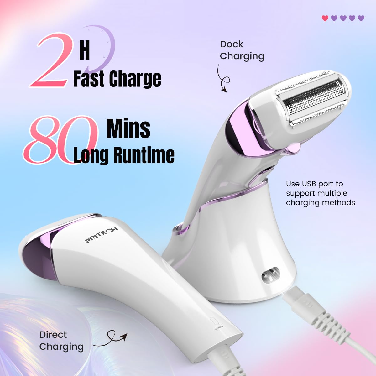 PRITECH Women's Electric Shaver side view