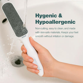 Probelle foot file in use on dry feet