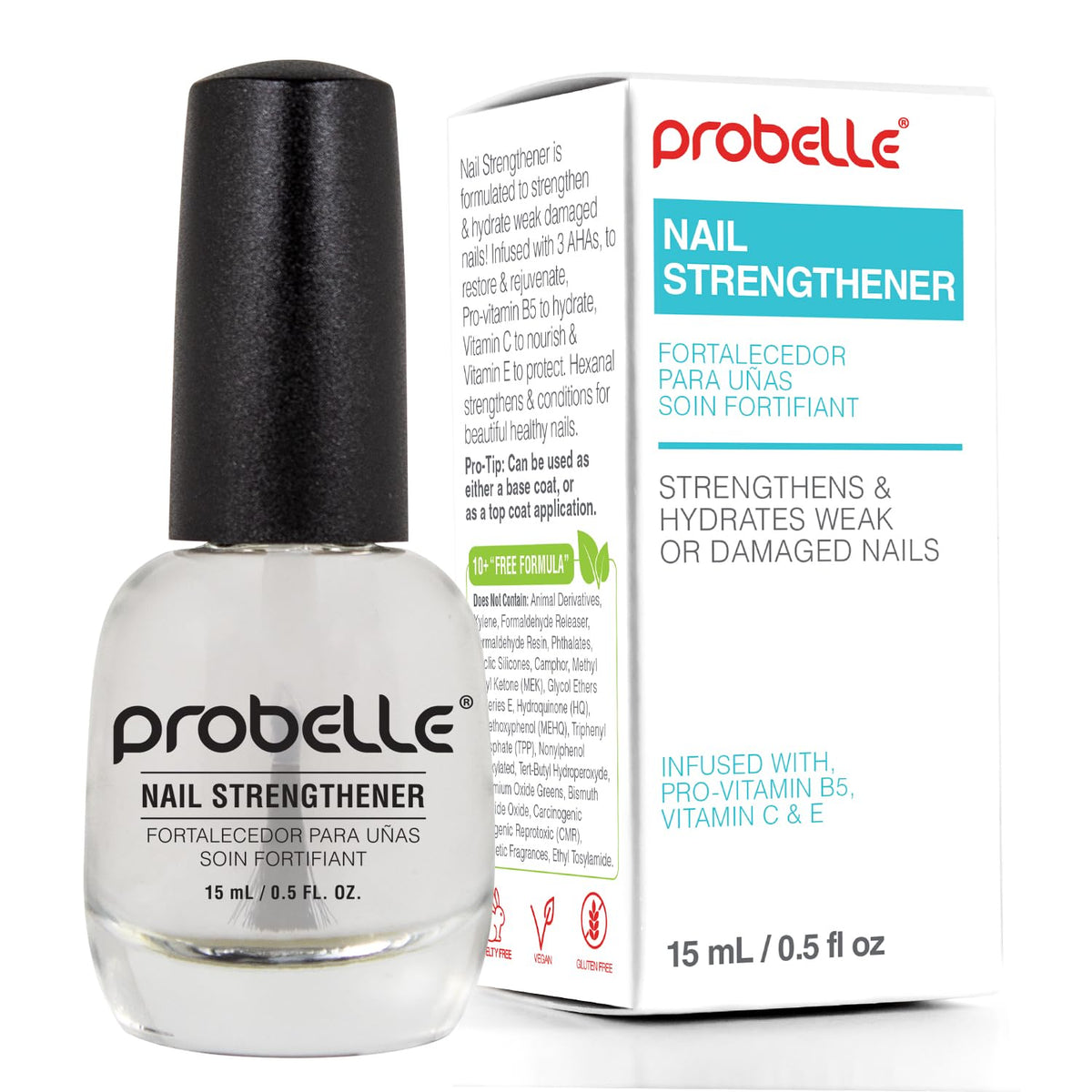 Probelle Nail Strengthener 80g clear polish front view