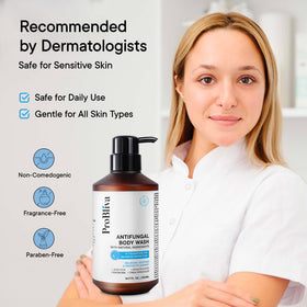 ProBliva Antifungal Body Wash 644g on a bathroom shelf