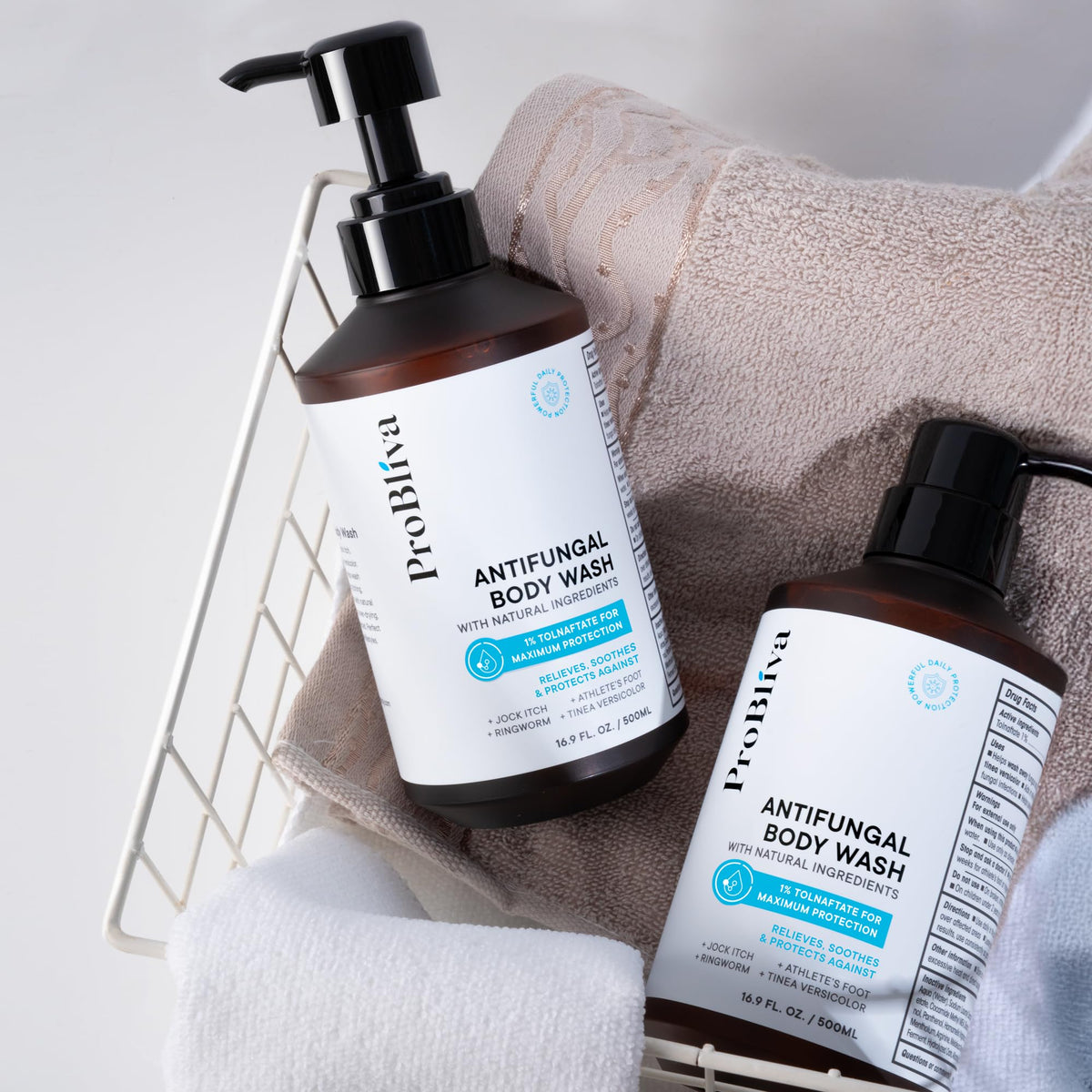 ProBliva Antifungal Body Wash side view showing bottle design