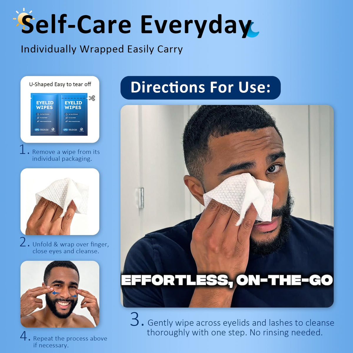ProCIV eyelid wipes showing ingredients list on back